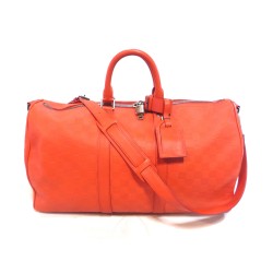 Keepall 45 bd Cuir Damier Infini Orange fusion