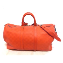 Keepall 45 bd Cuir Damier Infini Orange fusion