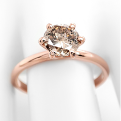 Bague solitaire or rose et diamant