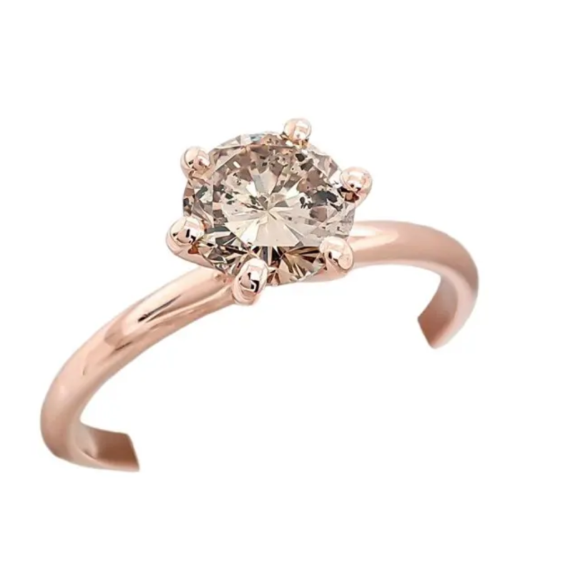Bague solitaire or rose et diamant
